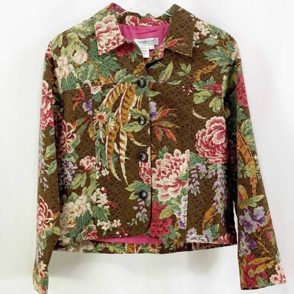 COLDWATER CREEK Petite Floral Jacquard Button Up Jacket - Picture 1 of 8